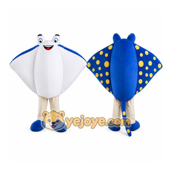 White Stingray Mascot Costume with Custom Logo