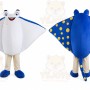 White Stingray Mascot Costume with Custom Logo