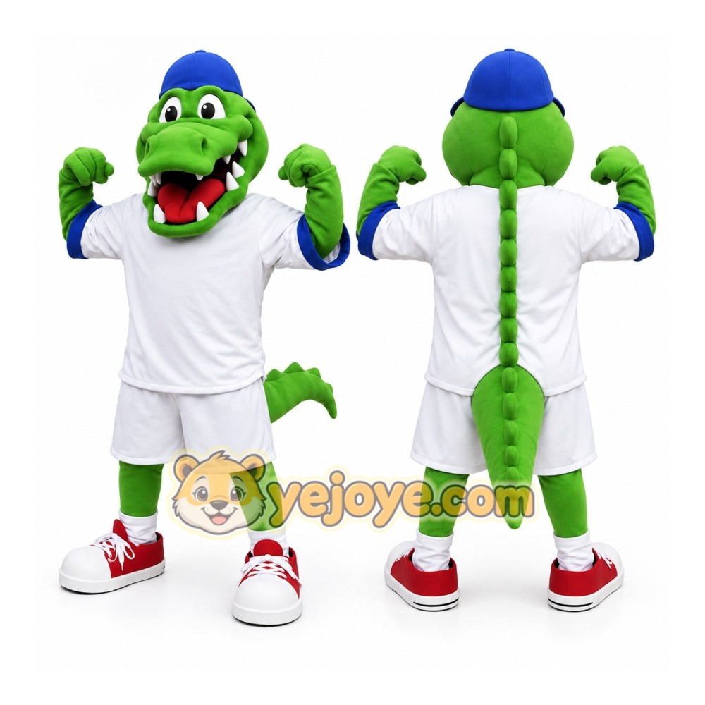 Green Alligator Mascot Costume with Custom Logo Green Alligator Mascot Costume with Custom Logo