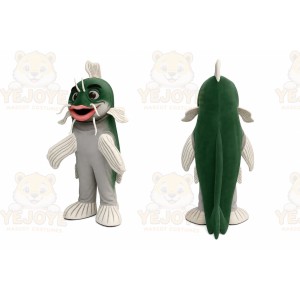 Green Fish Mascot Costume with Custom Logo