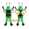 Green Bee Mascot Costume with Custom Logo