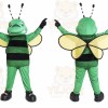 Green Bee Mascot Costume with Custom Logo