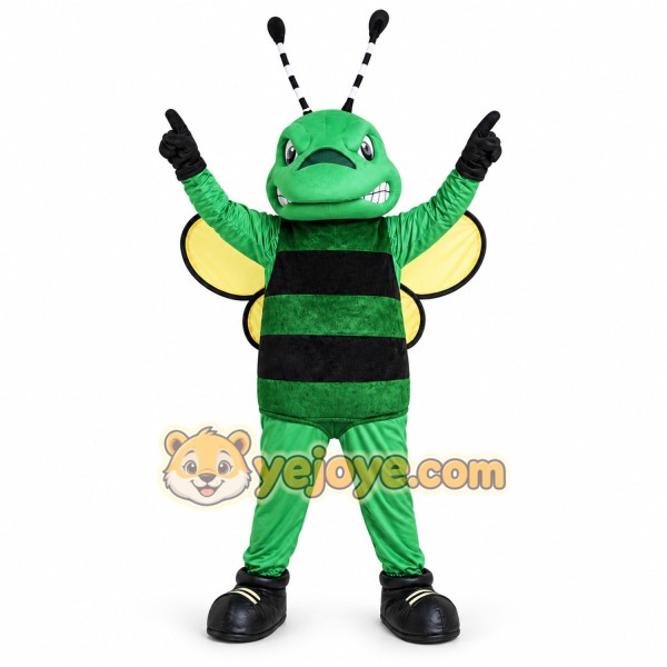 Green Bee Mascot Costume with Custom Logo Green Bee Mascot Costume with Custom Logo
