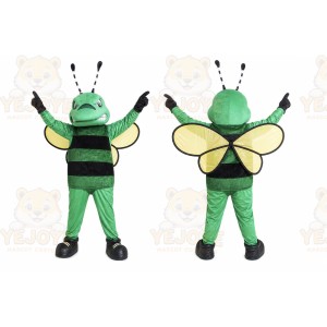Green Bee Mascot Costume with Custom Logo