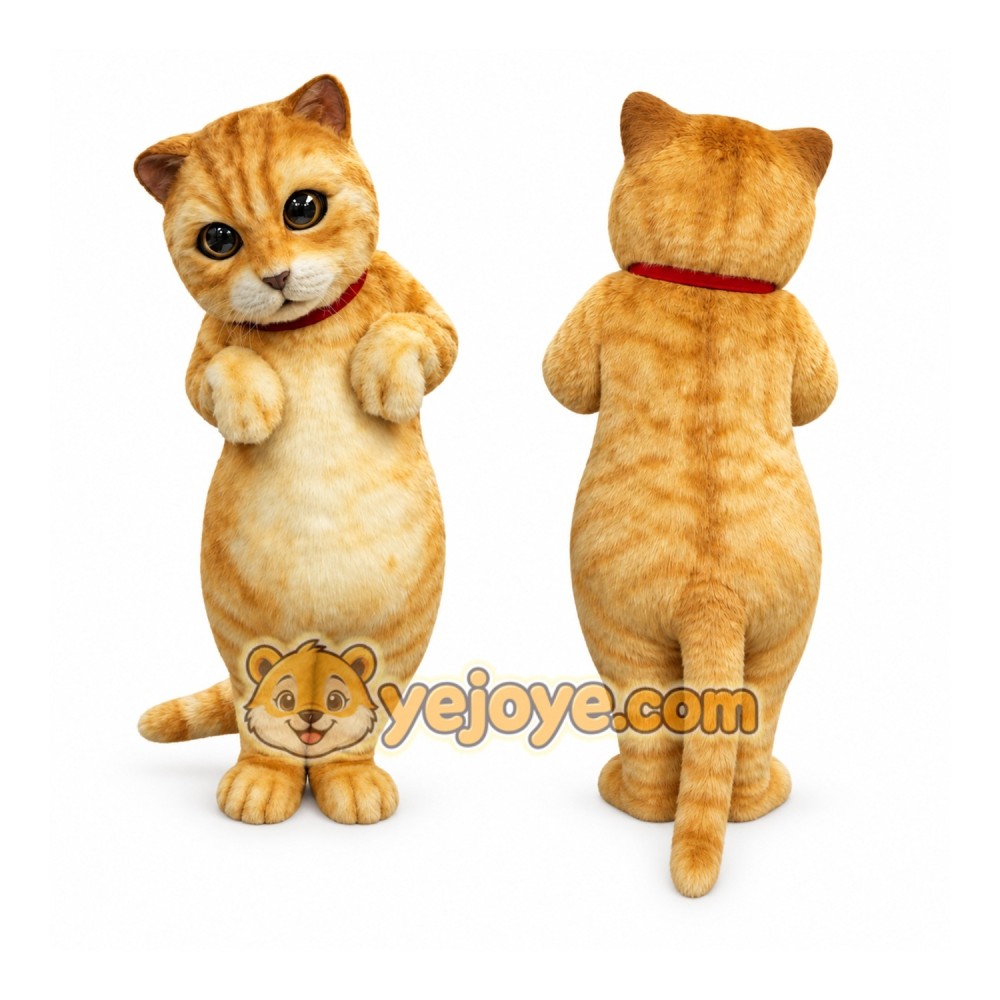 Orange Cat Mascot Costume with Custom Logo Orange Cat Mascot Costume with Custom Logo