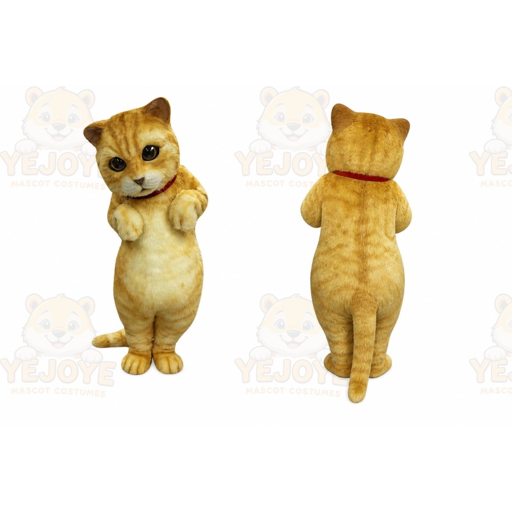 Orange Cat Mascot Costume with Custom Logo