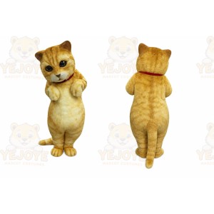 Orange Cat Mascot Costume with Custom Logo