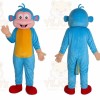 Blue Monkey Mascot Costume with Custom Logo