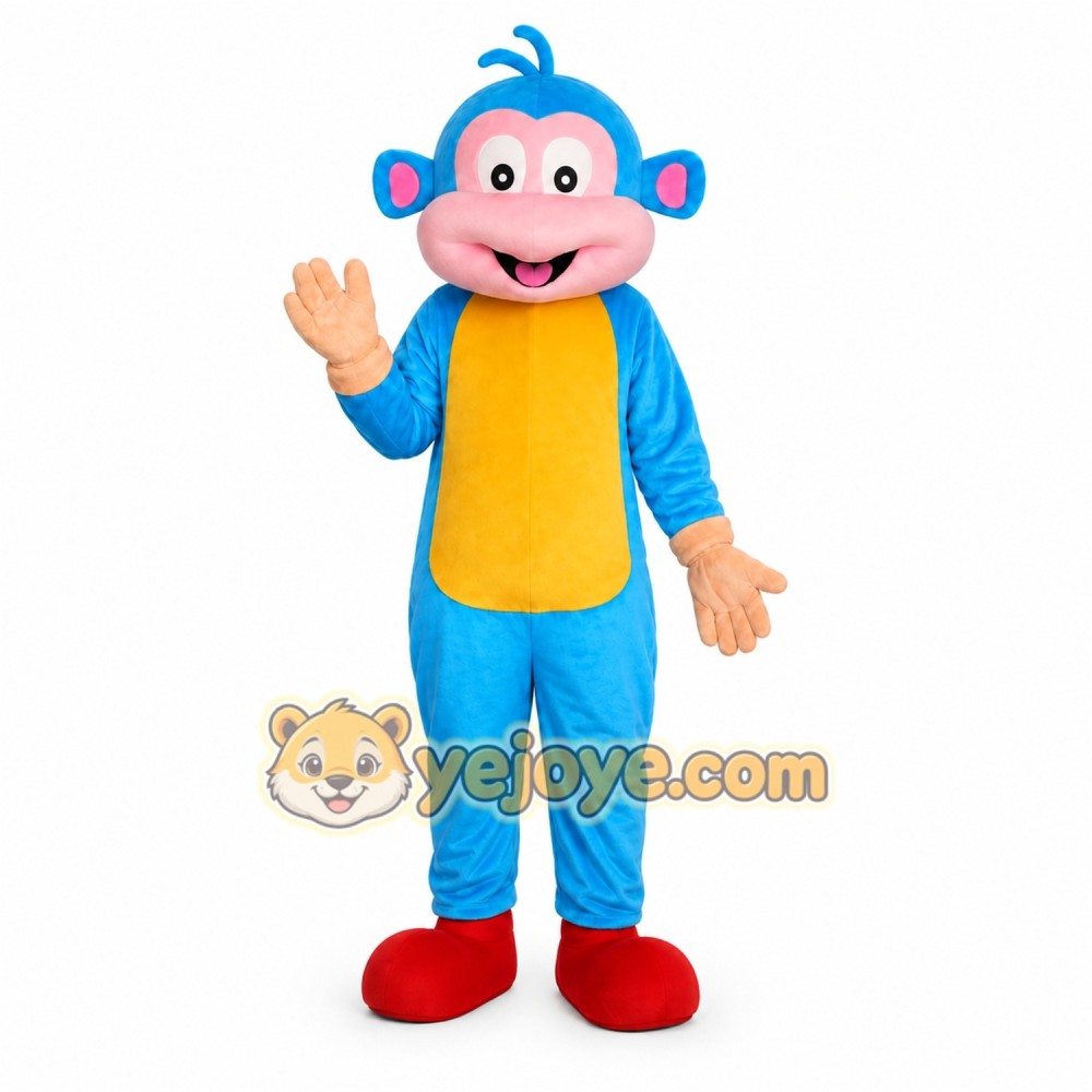 Blue Monkey Mascot Costume with Custom Logo Blue Monkey Mascot Costume with Custom Logo