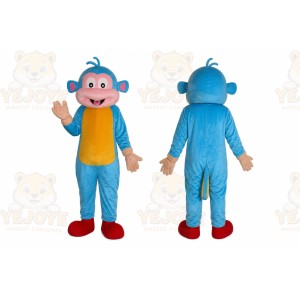 Blue Monkey Mascot Costume with Custom Logo