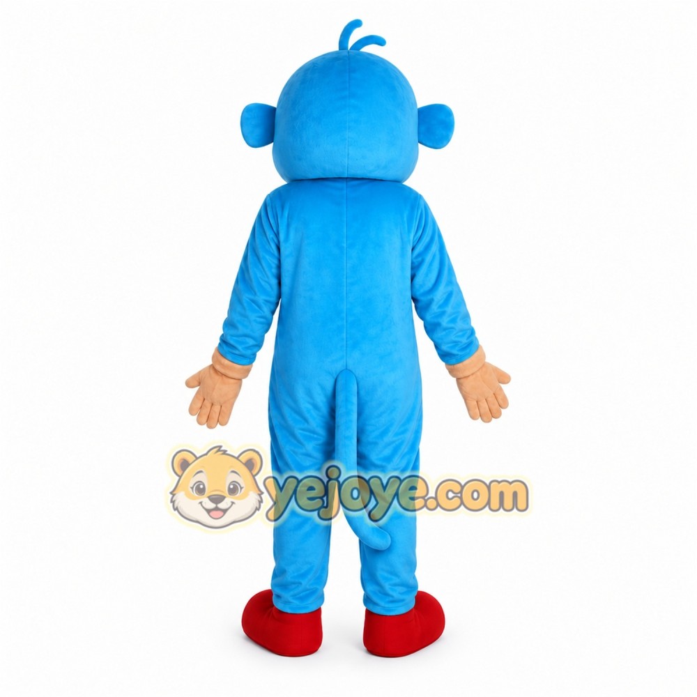 Blue Monkey Mascot Costume with Custom Logo Blue Monkey Mascot Costume with Custom Logo