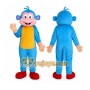 Blue Monkey Mascot Costume with Custom Logo