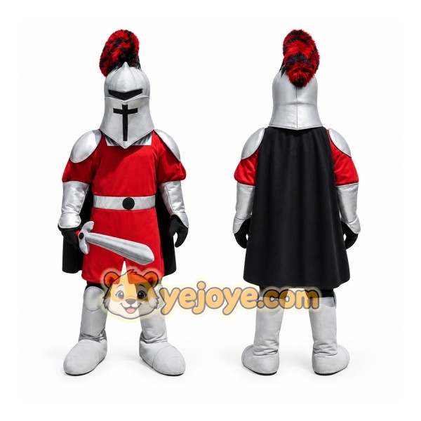 Red Knight Mascot Costume with Custom Logo