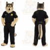 Black Wolf Mascot Costume with Custom Logo