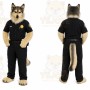 Black Wolf Mascot Costume with Custom Logo