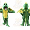 Green Dragon Mascot Costume with Custom Logo