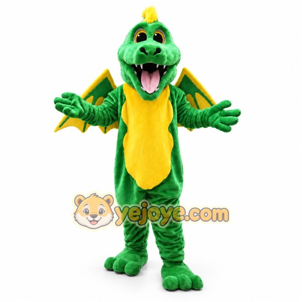 Green Dragon Mascot Costume with Custom Logo Green Dragon Mascot Costume with Custom Logo