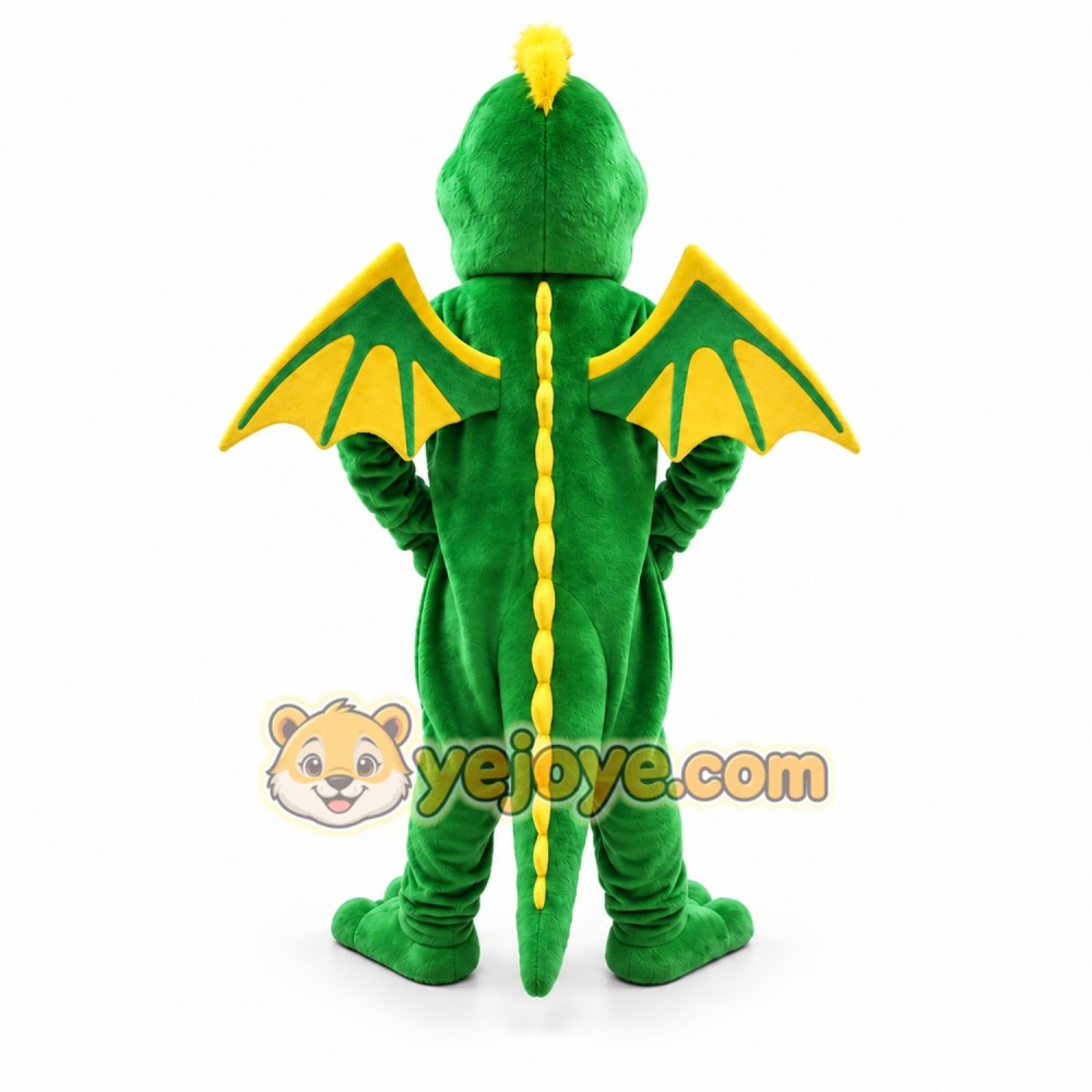 Green Dragon Mascot Costume with Custom Logo
