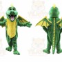 Green Dragon Mascot Costume with Custom Logo