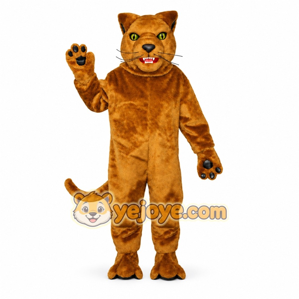 Brown Cougar Mascot Costume with Custom Logo Brown Cougar Mascot Costume with Custom Logo