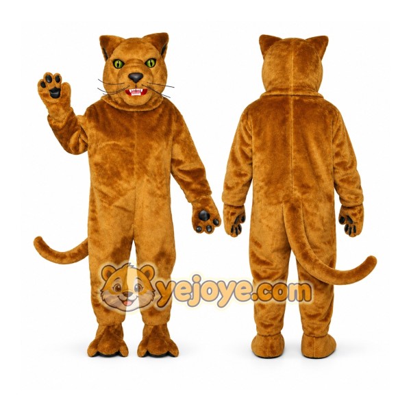 Brown Cougar Mascot Costume with Custom Logo