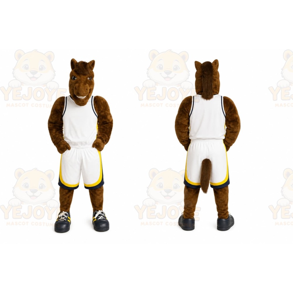 Brown Horse Mascot Costume with Custom Logo