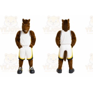 Brown Horse Mascot Costume with Custom Logo