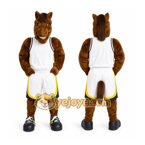 Brown Horse Mascot Costume with Custom Logo