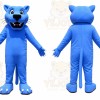 Blue Cougar Mascot Costume with Custom Logo