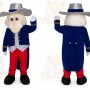 Blue Roman Warrior Mascot Costume with Custom Logo
