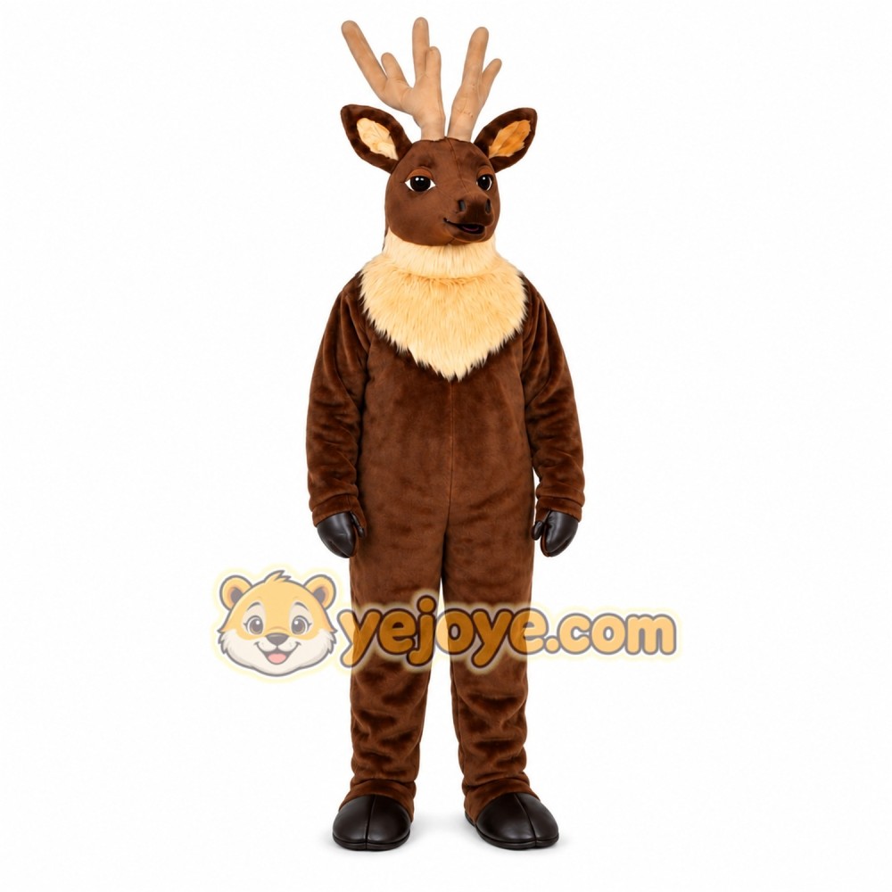 Brown Deer Mascot Costume with Custom Logo Brown Deer Mascot Costume with Custom Logo