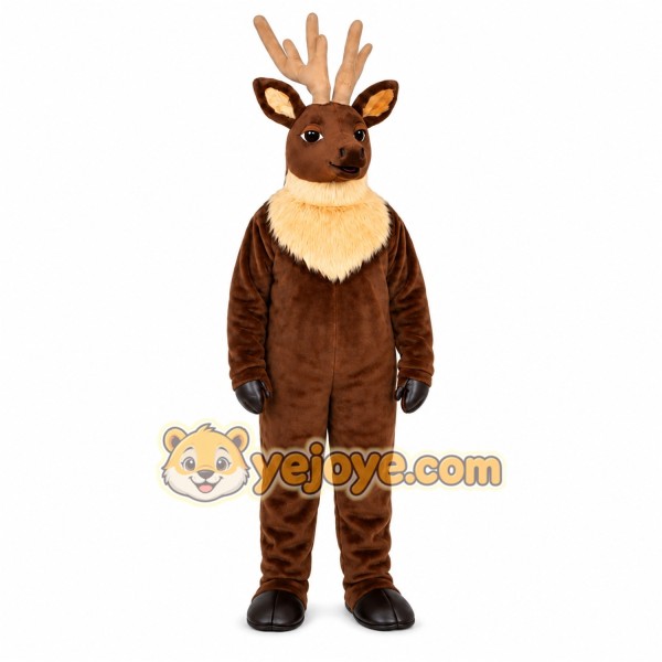 Brown Deer Mascot Costume with Custom Logo