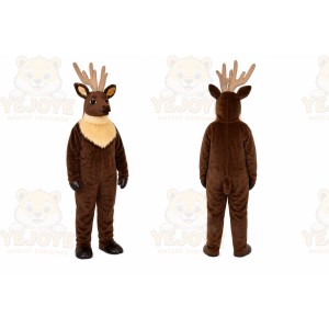 Brown Deer Mascot Costume with Custom Logo