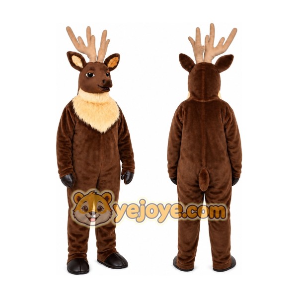 Brown Deer Mascot Costume with Custom Logo