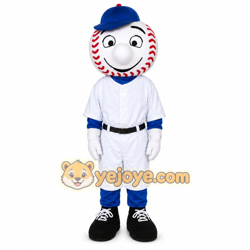 White Baseball Player Mascot Costume with Custom Logo White Baseball Player Mascot Costume with Custom Logo
