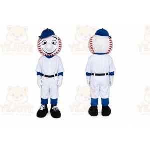 White Baseball Player Mascot Costume with Custom Logo