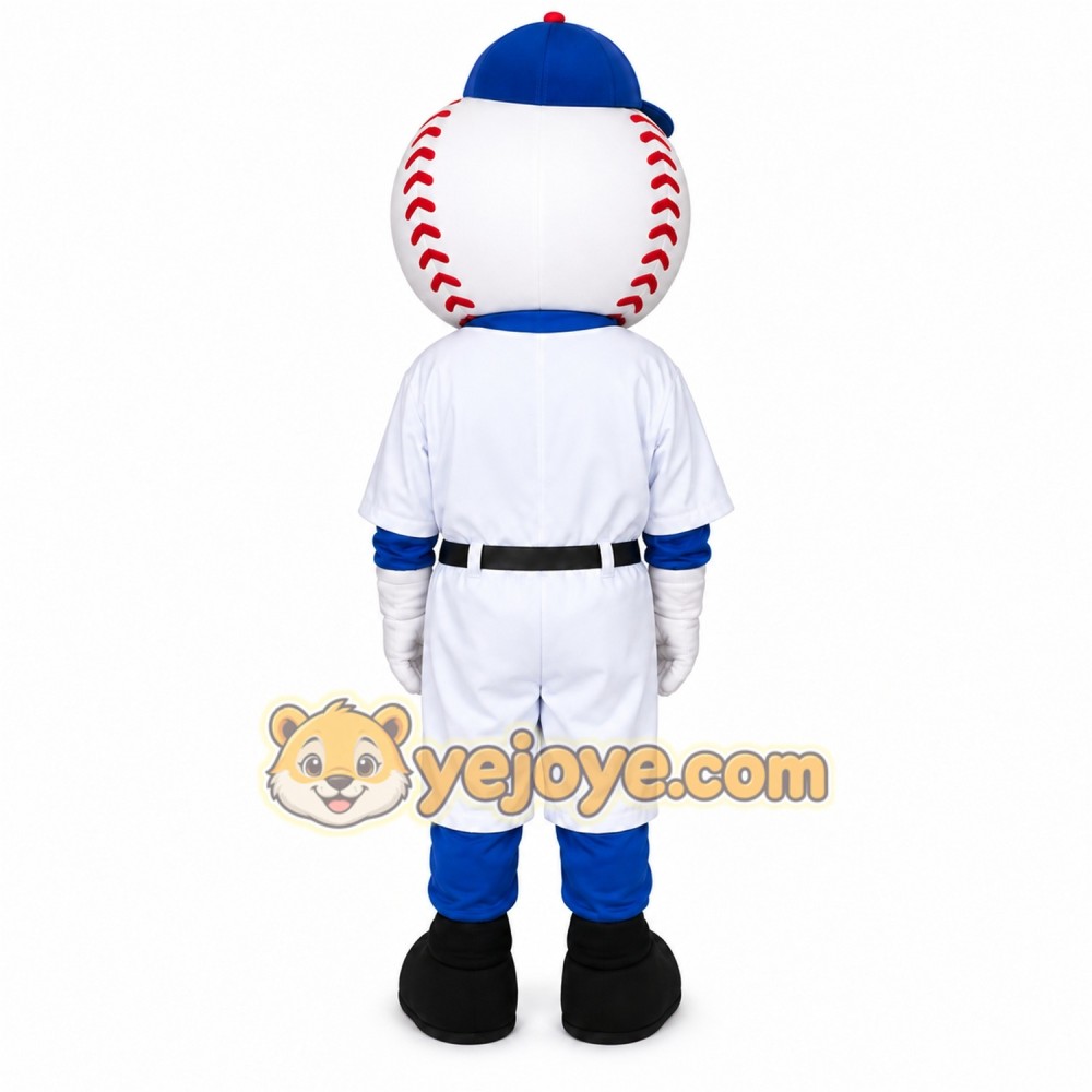 White Baseball Player Mascot Costume with Custom Logo White Baseball Player Mascot Costume with Custom Logo