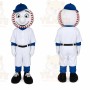 White Baseball Player Mascot Costume with Custom Logo