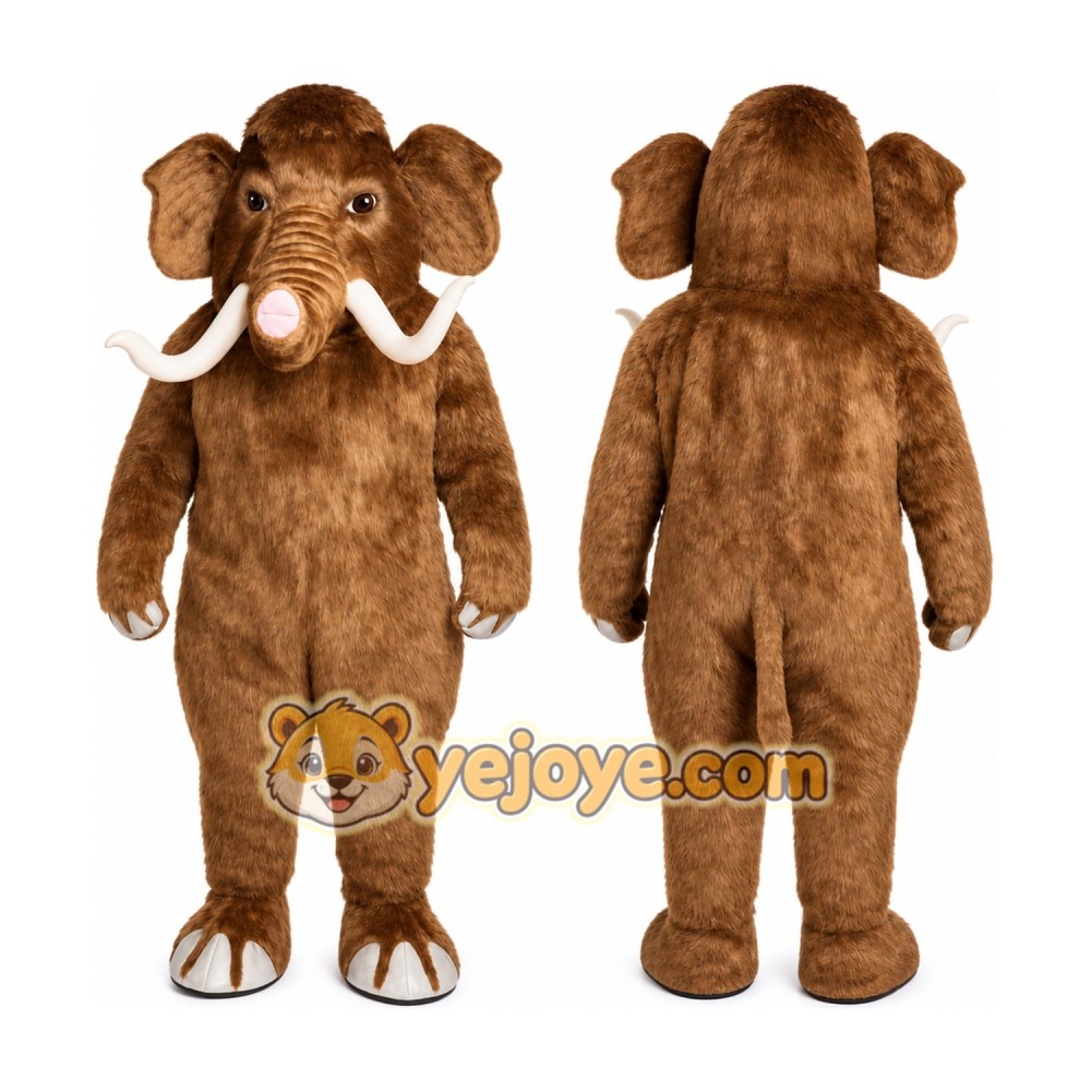 Brown Elephant Mascot Costume with Custom Logo Brown Elephant Mascot Costume with Custom Logo
