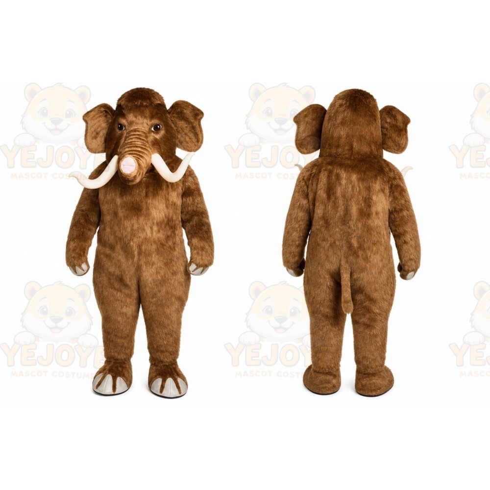 Brown Elephant Mascot Costume with Custom Logo