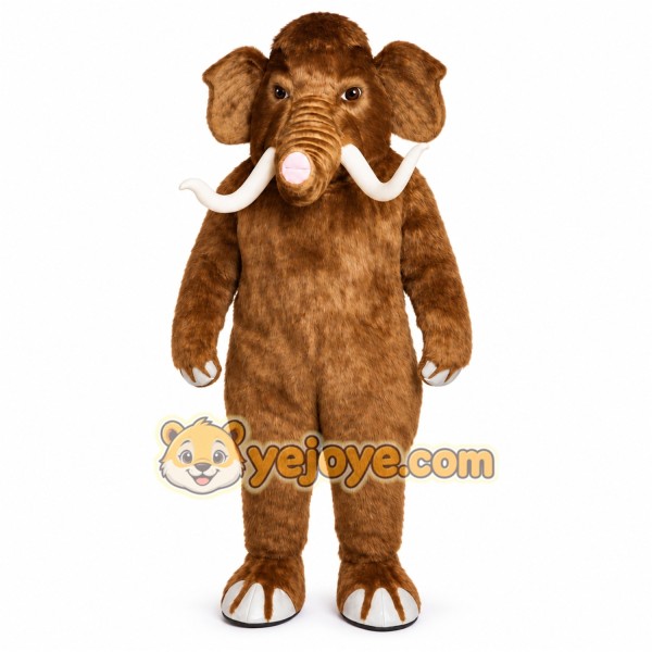 Brown Elephant Mascot Costume with Custom Logo