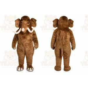 Brown Elephant Mascot Costume with Custom Logo