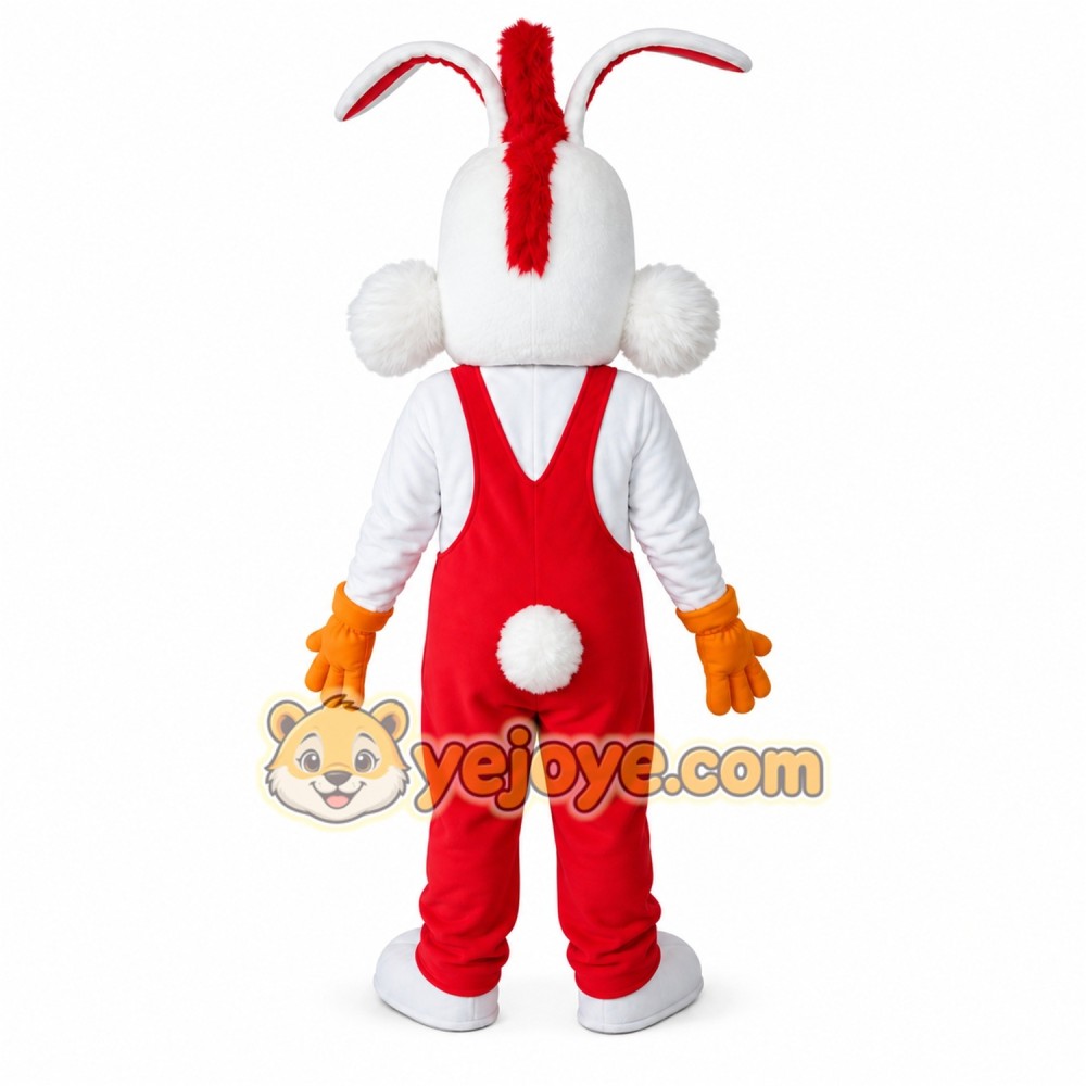 Red Rabbit Mascot Costume with Custom Logo Red Rabbit Mascot Costume with Custom Logo