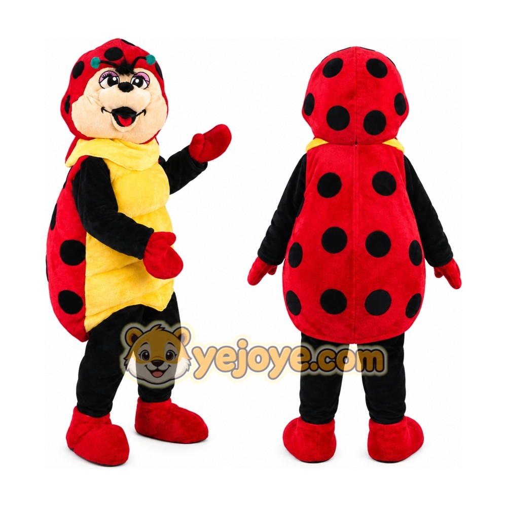 Red Ladybug Mascot Costume with Custom Logo