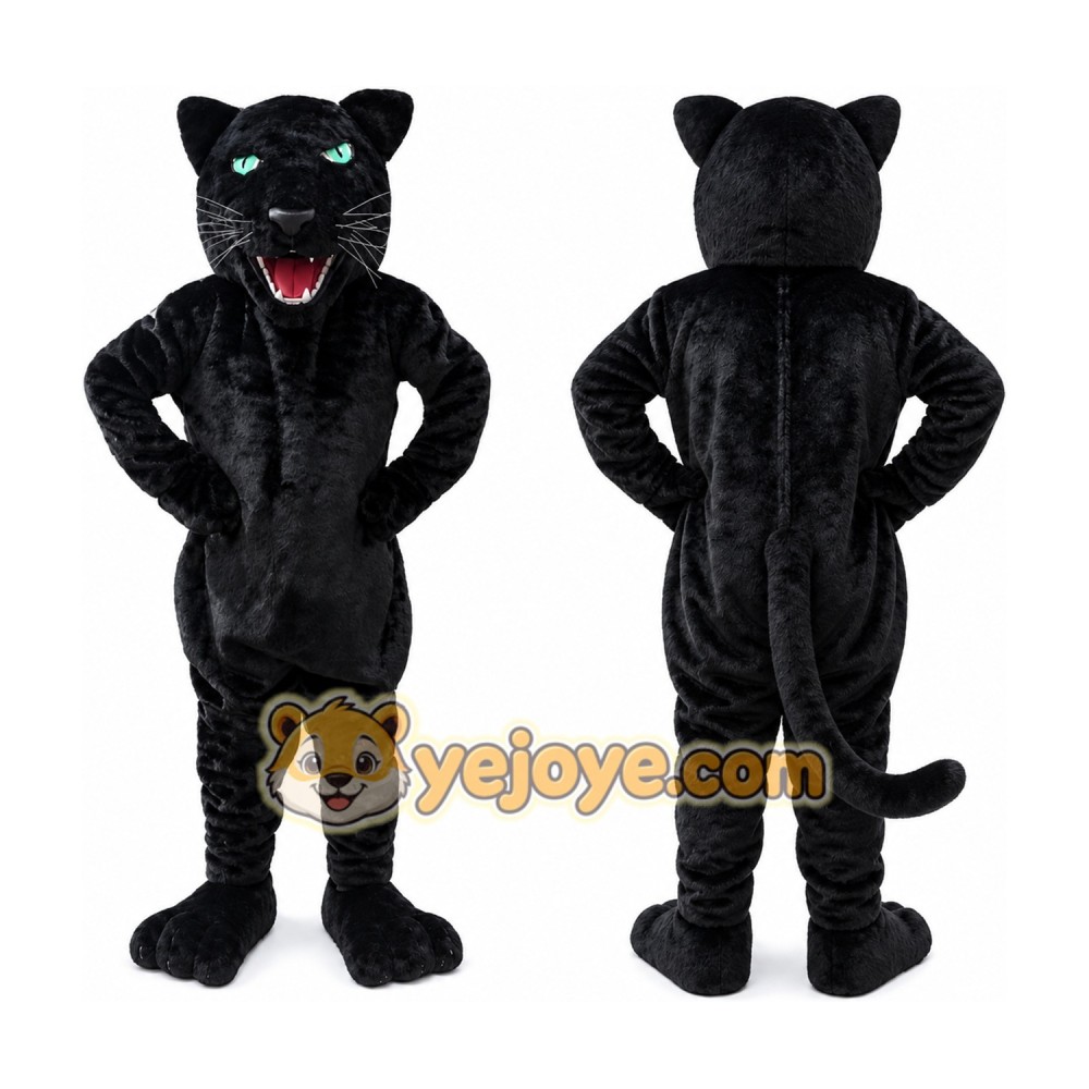 Black Panther Mascot Costume with Custom Logo Black Panther Mascot Costume with Custom Logo