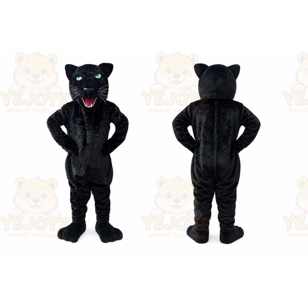Black Panther Mascot Costume with Custom Logo