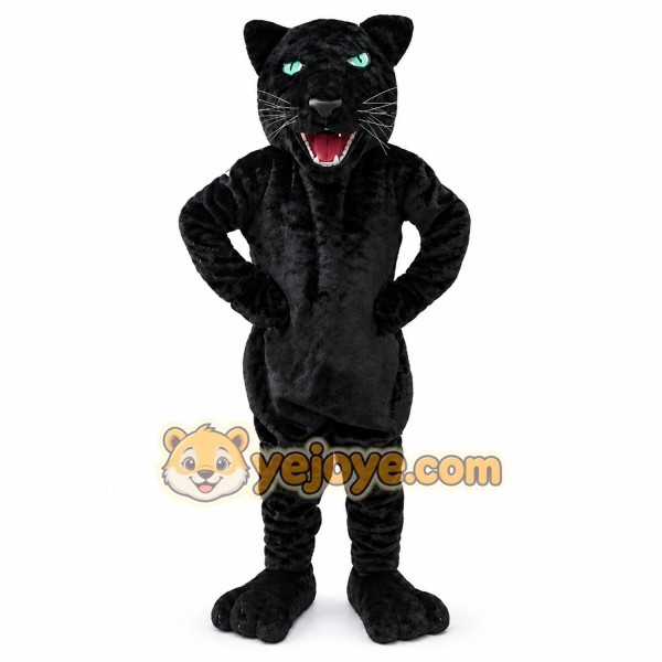 Black Panther Mascot Costume with Custom Logo