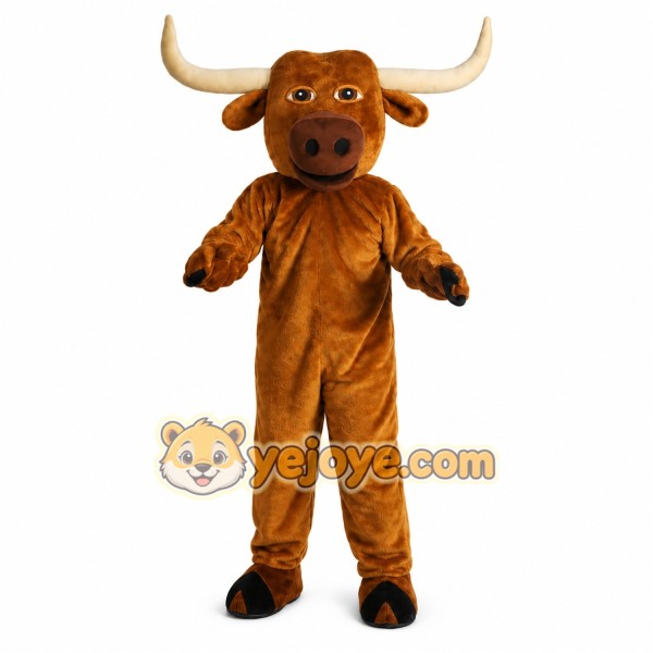 Brown Bull Mascot Costume with Custom Logo