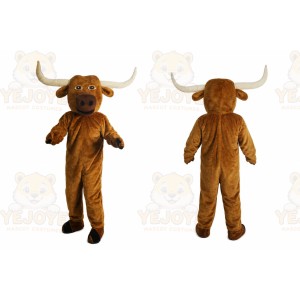 Brown Bull Mascot Costume with Custom Logo