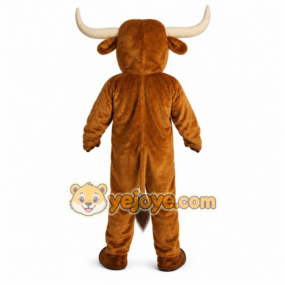 Brown Bull Mascot Costume with Custom Logo